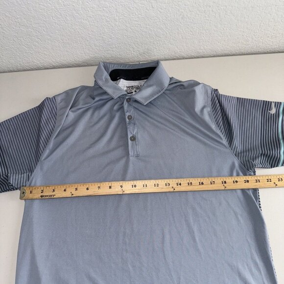 Nike Golf Polo‎ Mens Medium Tour Performance Dri Fit Blue Striped Outdoor Casual - Picture 7 of 12